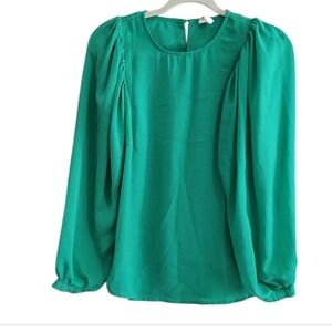 Green Balloon Sleeve Blouse